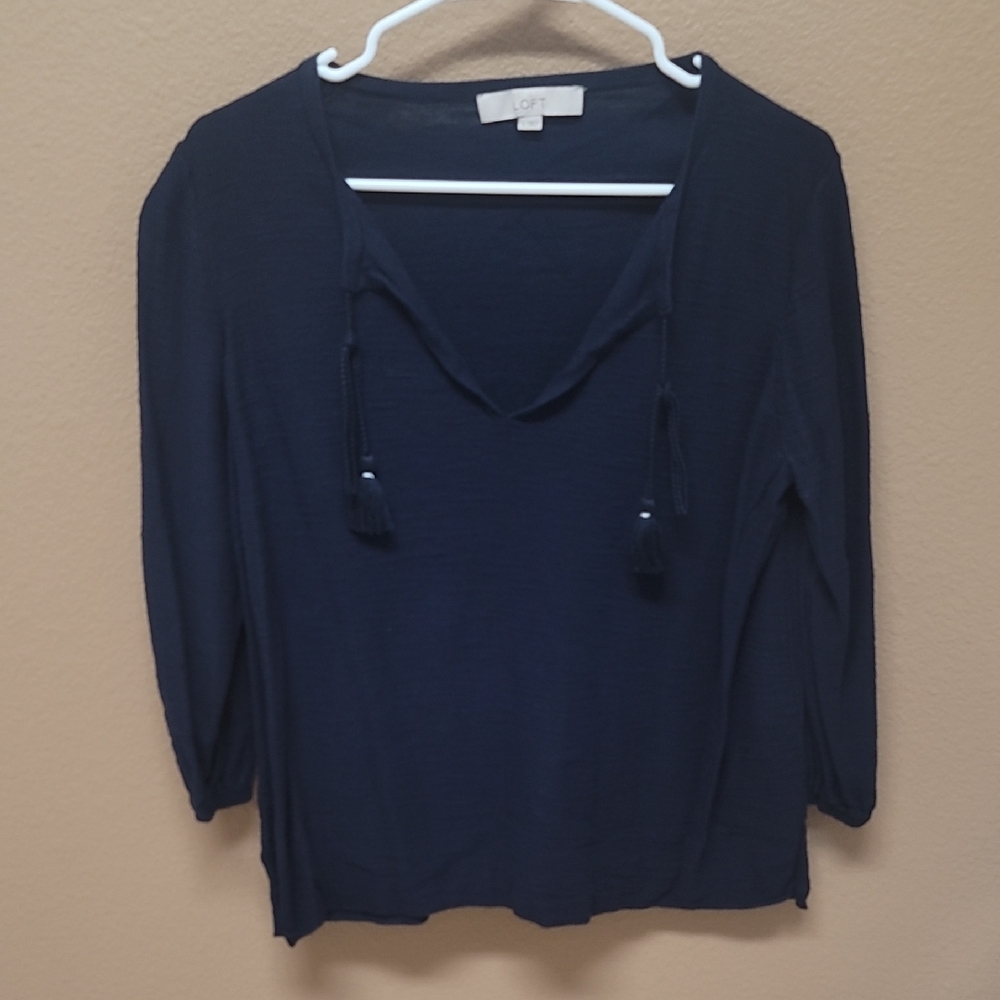 LOFT Navy Top with Tassels 💙